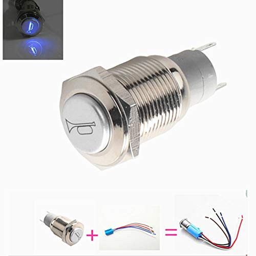 AIHOME Latching Push Button Switch Car Horn Button Switch momentary Push Button Switch 12V Speaker Horn Button Switch 16mm LED On/Off Switch Reset Switch Button Metal Horn Switch with Socket Plug