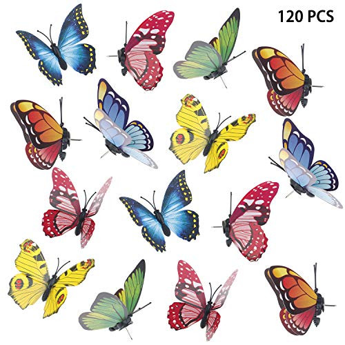 120 Pieces Butterfly Push Pins Photo Map Pins Colorful Butterfly Thumb Tacks for Photos Wall, Cork Boards, Bulletin Board