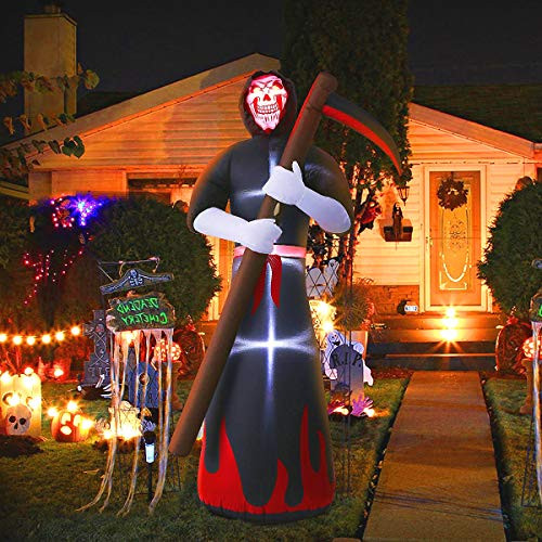 MAOYUE 8ft Halloween Inflatables Grim Reaper Inflatable Blow Up Outdoor Halloween Decorations Built-in LED Lights with Tethers, Stakes for Outdoor, Yard, Lawn, Garden