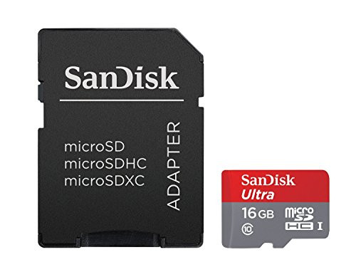 SanDisk Ultra Plus MicroSDHC Memory Card with Adapter, 16GB