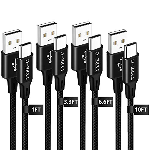 USB C Cord Charger Cable For Samsung Galaxy Note 10 Plus 9 8 S10 S10e A10e A20 A20e A50 A70,USB Type C 3A Fast Charging Power Cord for Galaxy S20 Plus Ultra 20+ 5G 2020[4Pack,1ft+3.3ft+6.6ft+10ft]
