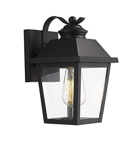 Rosient Outdoor Wall Lights, 10.8"H Exterior Wall Lighting Fixture,Outdoor Wall Lantern,Exterior Wall Sconces, Wall Lamp Lighting (Black, 1 Pack)