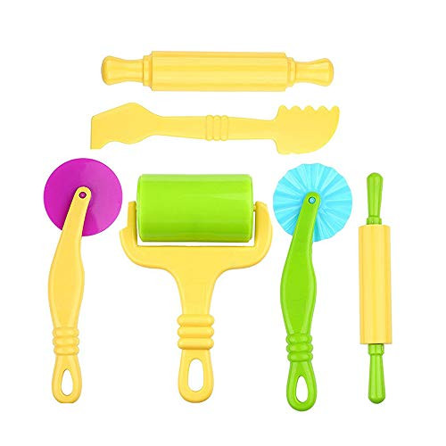 Pupdoge 6pcs Colorful Plastic Art Clay and Dough Playing Tools Kit for Children Ages 3 and Up