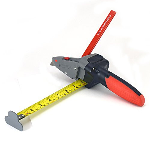 Drywall Axe All-in-one Hand Tool with Measuring Tape and Utility Knife  Measure, Mark and Cut Drywall, Shingles, Insulation, Tile, Carpet, Foam  Measure and Mark Wood for Rip Cuts