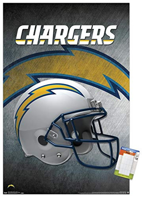 Trends International Poster Mount NFL Los Angeles Chargers - Helmet, 22.375" x 34", Premium Poster & Mount Bundle