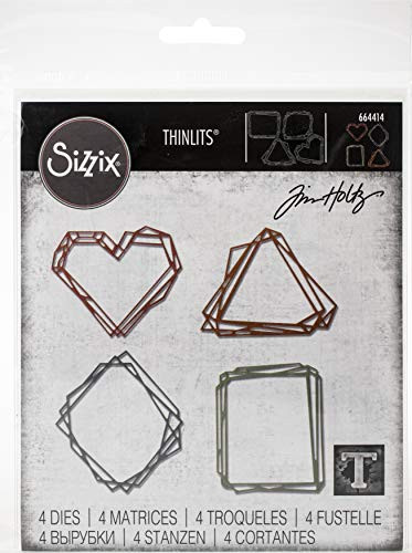 Sizzix Thinlits Die Set 4 Pack Geo Frames by Tim Holtz, Multicolor