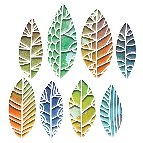 Sizzix Thinlits Die Set 8 Pack Cut Out Leaves by Tim Holtz, Multicolor