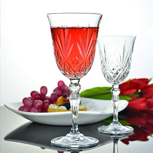 Italian Crystal Red Wine Glasses [Set of 6] Wine Goblets  Cordial Glasses Perfect for Any Occasion, Premium Quality Wine Glass Set | 9 Ounce