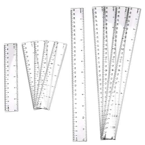 TOYMIS 10 Pack Clear Plastic Ruler 6 Inch & 12 Inch Straight Ruler Transparent Plastic Ruler Kit Measuring Tool for School Office Student Supply