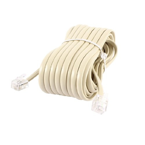 Uxcell RJ11 to RJ11 6P4C Male Plug Telephone Flat Cable, 23 Foot for Landline Telephone, Beige