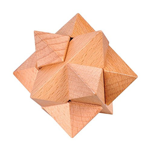 KINGOU Wooden Primary Color Octagon Lock Logic Puzzle Burr Puzzles Brain Teaser Intellectual Assembly Toy