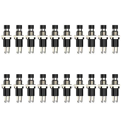 DIYhz 1A 250V AC SPST Normal Open(No) Momentary Switch 2 Pin Mini Micro Push Button Black Cap 20 Pieces