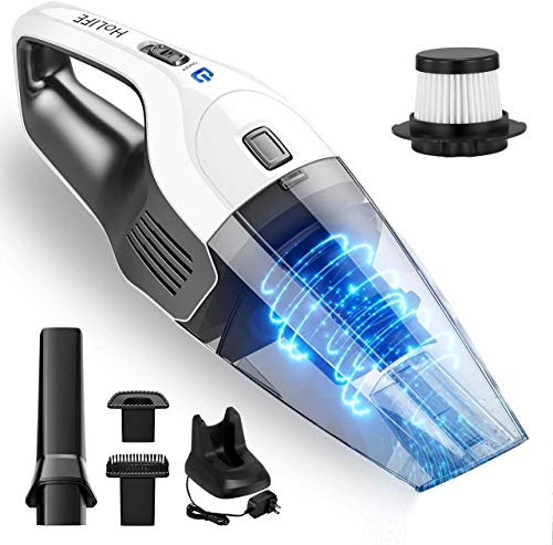 Holife Handheld Vacuum Cordless Cleaner Rechargeable, 7Kpa 14.8V Portable Powerful Cyclonic Suction Hand Vacuum Quick Charge, Lightweight Wet Dry Vac with HEPA Filter for Home Pet Hair Car Cleaning