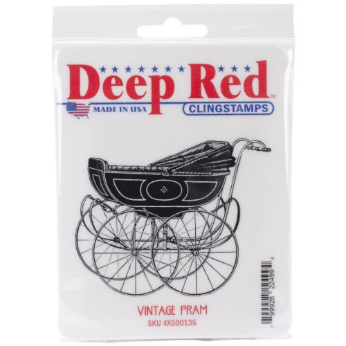 Deep Red Stamps Vintage Pram Rubber Stamp