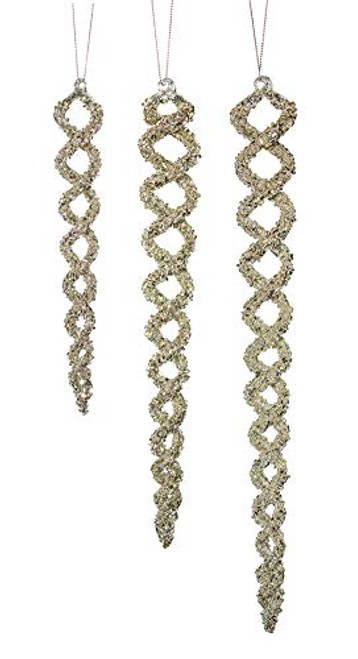 Melrose International Icicle Gold Tone 15 inch Glass Christmas Hanging Figurine Ornaments Set of 3 Melrose International Icicle Gold Tone 15 inch Glass Christmas Hanging Figurine Ornaments Set of 3