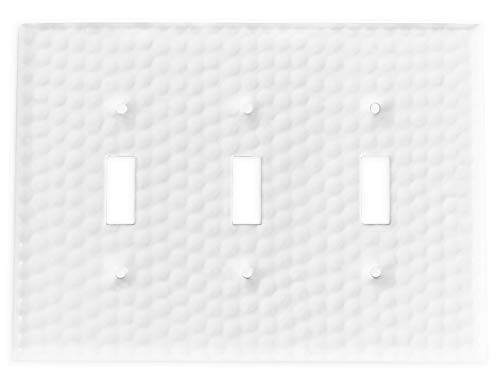 Monarch Abode 19009 Hand Hammered Triple Wall Switch Plate, 3-Gang, Classic White