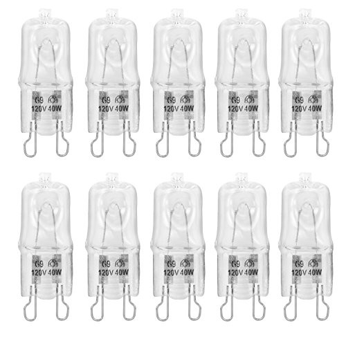 10 Pack Crystal Clear Lense Q40/G9/CL/120V G9 JCD 40 Watt 120 Volt T4 JD Type Halogen House Hold Light Bulb Hanging Pendant Accent Type Spot Down Lamp Chandelier Sconce Fixture Lighting
