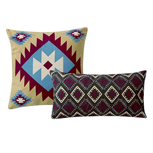 Greenland Home Southwest Pillow Set, 2 Piece, 18x18 inches Plus 12x24 inches, Earth Tones
