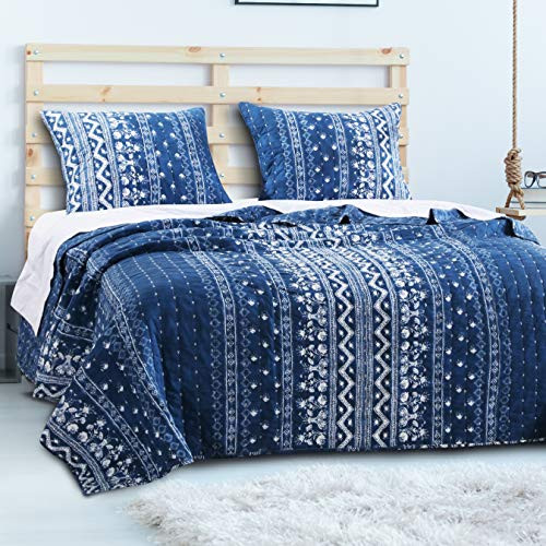 Barefoot Bungalow Embry Indigo, 3-Piece King Quilt Set