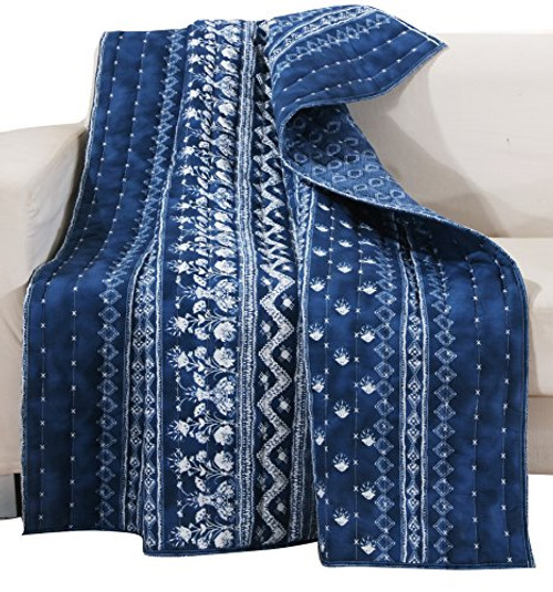 Barefoot Bungalow Embry Indigo Quilted Throw