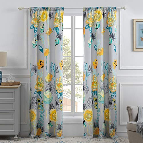 Greenland Home Watercolor Dream Curtains, 84-inch L, Gray