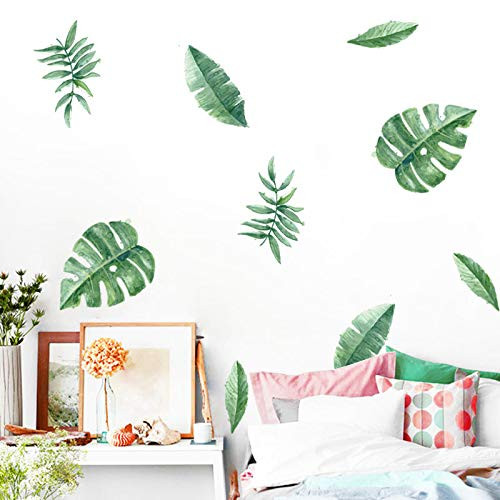 HO BEAR 24pcs Green Palm Leaf Wall Stickers Tropical Plants Wall Decals Tree Leaves DIY Murals for Kids Nursery Room Home Decor Bedroom Living Room Decorations HO BEAR 24pcs Green Palm Leaf Wall Stickers Tropical Plants Wall Decals Tree Leaves DIY Murals for Kids Nursery Room Home Decor Bedroom Living Room Decorations