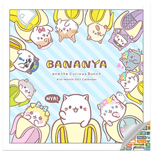 Bananya Calendar 2021 Bundle - Deluxe 2021 Bananya Wall Calendar with Over 100 Calendar Stickers (Bananya Gifts, Office Supplies)