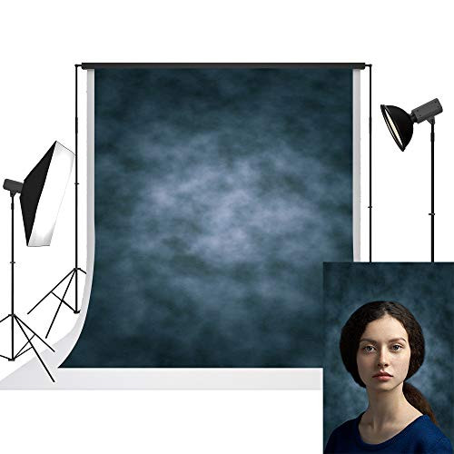 UrcTepics 5x7ft Microfiber Blue Portrait Backdrop with Llighteffects and Texture Added Abstract Blue Photography Background for Headshot Photo Studio Props