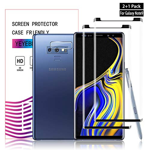 Galaxy Note 9 Screen Protector + Camera Lens Protectors By YEYEBF, [2 + 1 Pack] Full Coverage Tempered Glass Screen Protector [3D Touch] [Bubble-Free] Screen Protector Glass For Samsung Galaxy Note 9