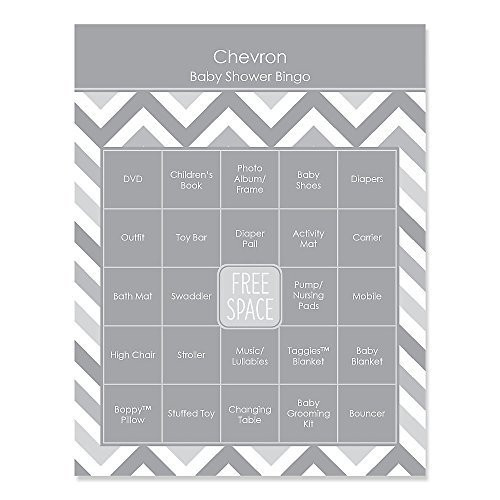 Big Dot of Happiness Chevron Gray - Baby Shower Game Bingo Cards - 16 Count