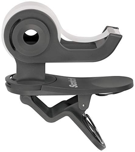 Scotch Clip & Twist Tape Dispenser, Portable One-Handed Dispensing, Clip to Tables, Desks, Monitor Stands, Charcoal Gray, 1 Pack (C19-Clip)