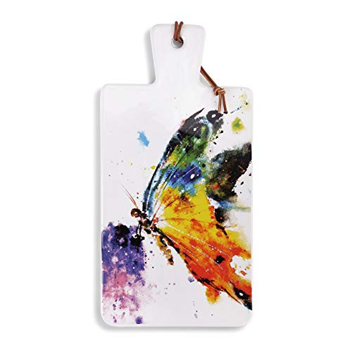 DEMDACO Dean Crouser Kaleidoscope Butterfly Watercolor 14 x 7 Ceramic Stoneware Carving Serving Board