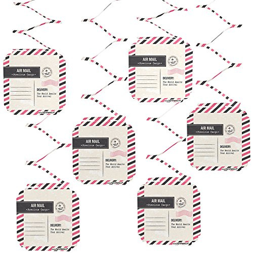 Big Dot of Happiness Precious Cargo - Pink - Baby Shower Party Hanging Decorations - 6 Count