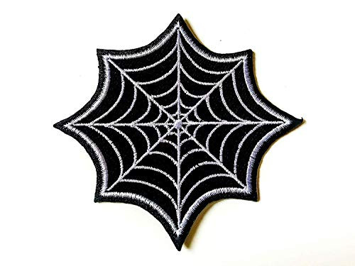 Black Spider Web Punk Rocker Biker Rider Patch Embroidered Iron on Patches for Backpacks Jeans Jackets Clothing