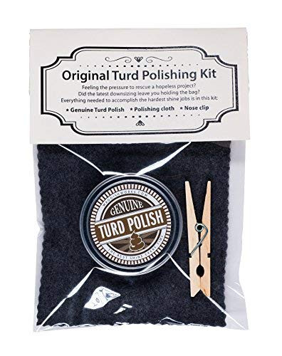 Waggish Works Turd Polishing Kit - Funny Gag Gift with Tin of Polish, Cleaning Cloth and Clothespin Nose Clip - Great for White Elephant, Secret Santa or Office Pranks, Made in the USA