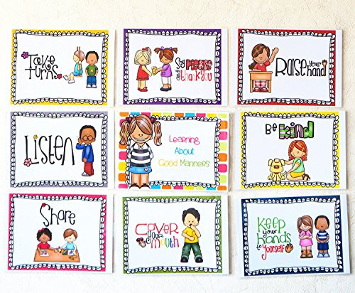 DFZUS 9 Pcs Class Rules Posters for Classroom Organization Decorations | Good Habits Chart Classroom Rules Teacher Preschool Classroom Signs for Centers