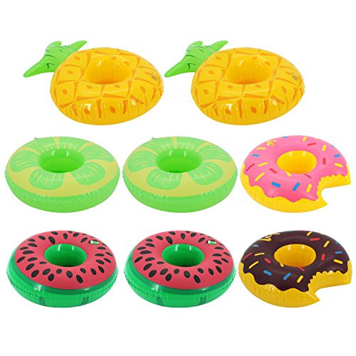 Ovinm Inflatable Drink Floats for Swimming Pool Party - Watermelon, Lime, Pineapple and Donut - 8 Pack (8 Pack)