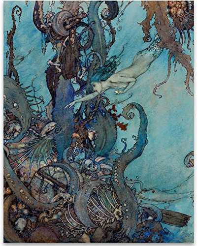 Lone Star Art The Little Mermaid - 11x14 Unframed Print - Perfect Vintage Beach Home/Lake House Decor
