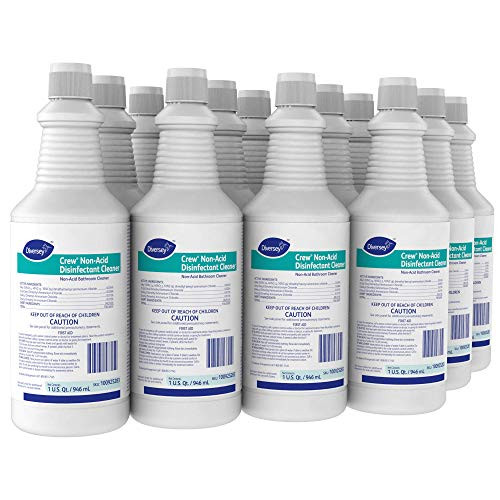 Diversey Crew Neutral Non-Acid Bowl and Bathroom Disinfectant, 32 oz. Squeeze Bottle (12 Pack)