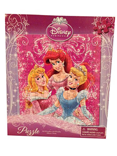 Disney Princess(3) Puzzle - 100 Pieces - 10" X 9 " - Aurora, Ariel, Cinderella