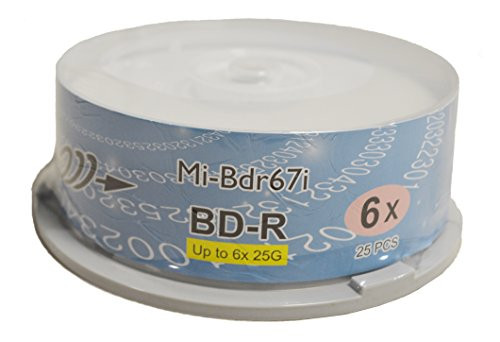 Copystars Blu-ray Media Blank BD-R Disc 25 GB 6X White Inkjet Printable Single Layer Recordable Disc Spindle 25pcs