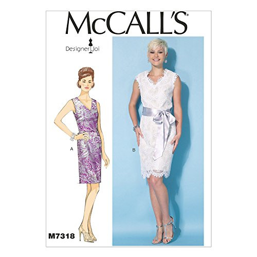 McCall's Patterns M7318 Misses' V-Neck Dresses and Belt, Size A5 (6-8-10-12-14)