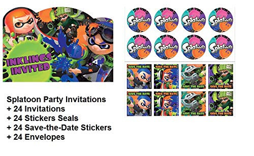 Hallm Splatoon Videogame Decoration Party Birthday Invitations Invite Paint Guns 24 Pieces