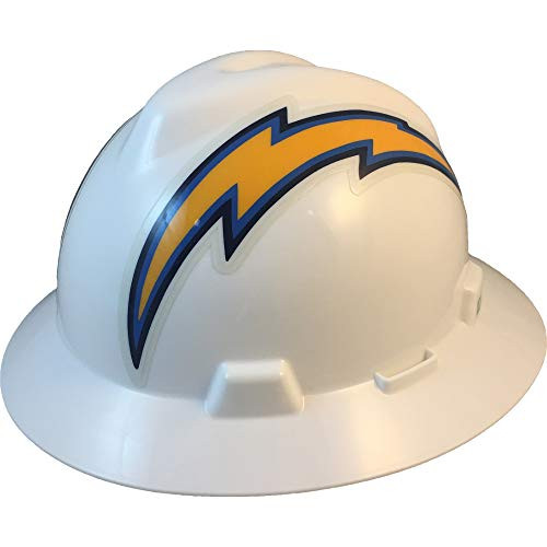 MSA 10194780 NFL V-Gard Full Brim Hard Hat, Los Angeles Chargers