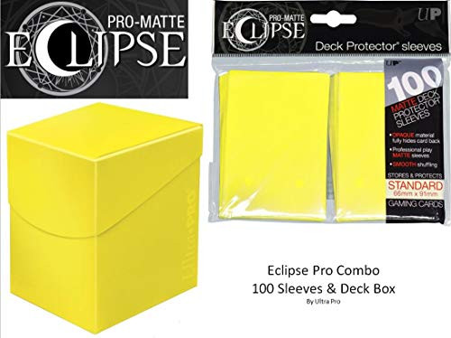 Lemon Yellow Deck Protector & Deck Box Combo (100 Count) for MTG Pro-Matte Eclipse by Ultra Pro
