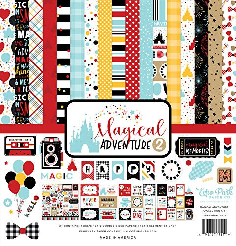 Echo Park Paper Company Magical Adventure 2 Collection Kit paper, black, red, yellow, teal, kraft