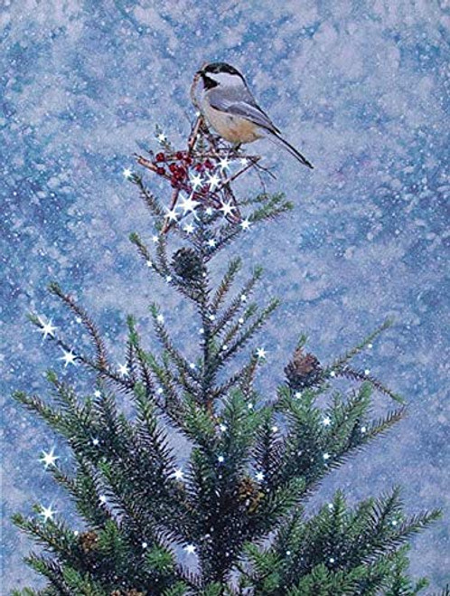 Ohio Wholesale Chickadee On Top of Tree 15 3/4 X 12 Canvas Light up Picture 6 Hour Timer
