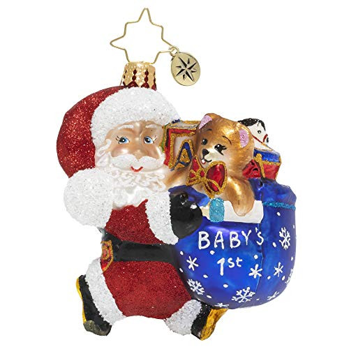 Christopher Radko Hand-Crafted European Glass Christmas Ornament, Hurry Santa Gem