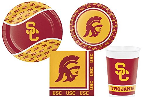 University of Southern California Trojans Party Supply Pack! Bundle Includes Plates Napkins & Cups for 8 Trojan Guests