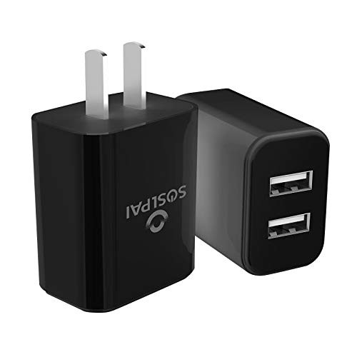 Fast Charging Dual USB Port Wall Charger Compatible for iPhone Xs/XS Max/XR/X/8/7/6/Plus, iPad Pro/Air 2/Mini 3/Mini 4, Samsung S4/S5, and More